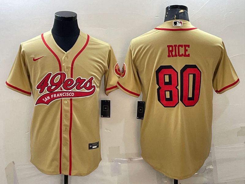 Men San Francisco 49ers 80 Rice Yellow Nike Co branded NFL Jerseys